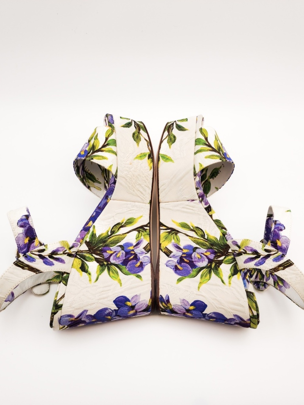 Dolce & Gabanna Jacquard Floral Platform Wedge Sandals EU 37 - Picture 4 of 9